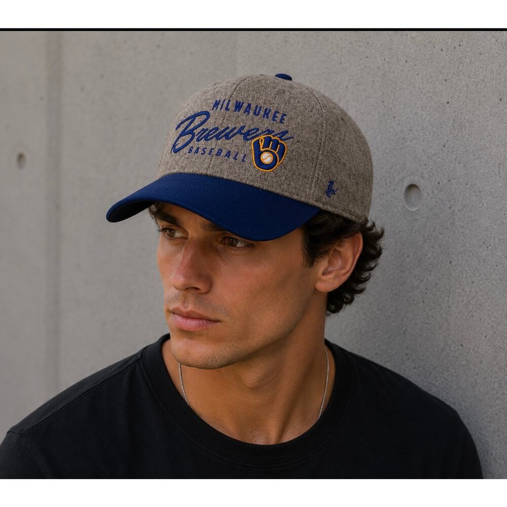 Milwaukee Brewers Baseball Hat Gray Blue Adjustable MLB Cap